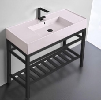 Console Bathroom Sink Modern Console Sink Vanity, Pink Ceramic Sink, 40
